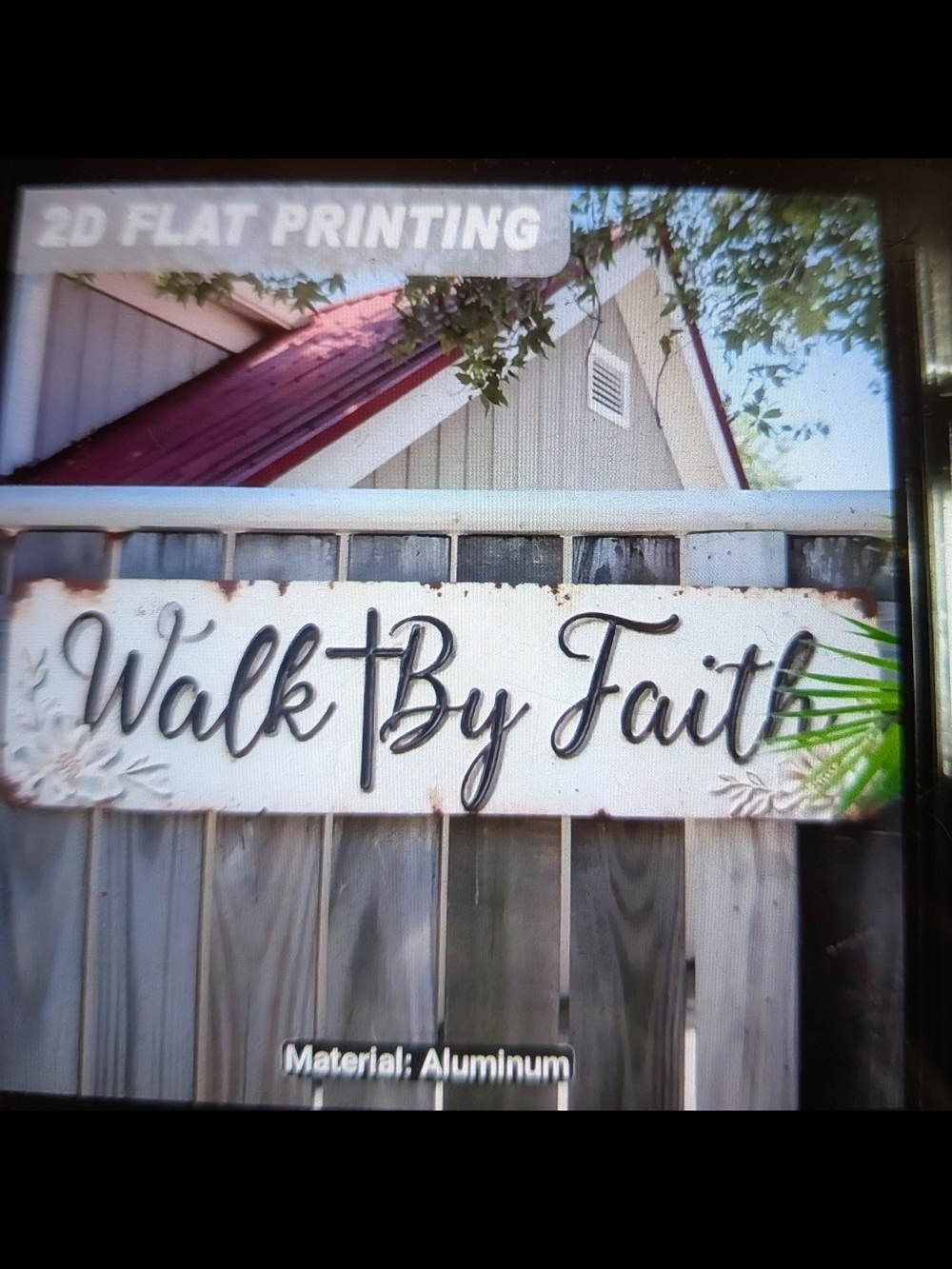 Walk By Faith White and Black Wall Sign - Inspirational Home Wall Decor